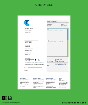 Avustralya Telstra telecommunications Fatura Fatura word