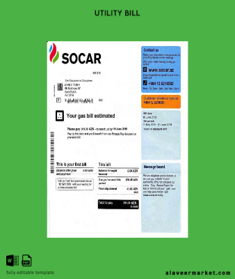 Azerbaycan Socar Gaz Fatura Fatura word