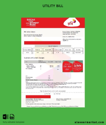 Bangladeş Robi Axiata Limited Fatura Fatura word version 2
