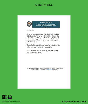 Kanada British Columbia Hub of the Salmo Kootenays Fatura shut off notice word