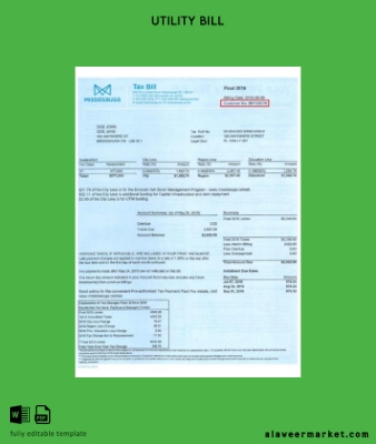 Kanada Mississauga tax Fatura word