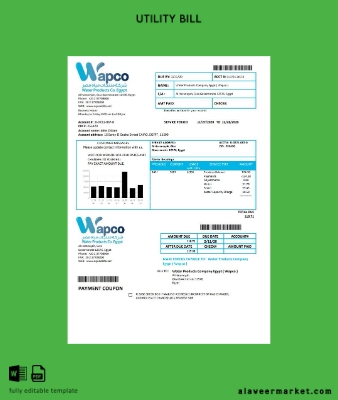 Mısır Su Products Şirket Mısır (Wapco) Fatura Fatura word