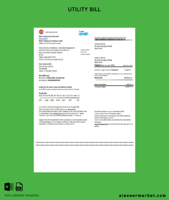 Fransa EDF proof of address Fatura Fatura word