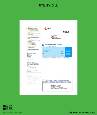 Fransa Elektrik EDF Fatura Fatura word 2 pages