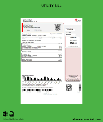 Hong Kong Hongkong Electric Şirket Fatura Fatura word