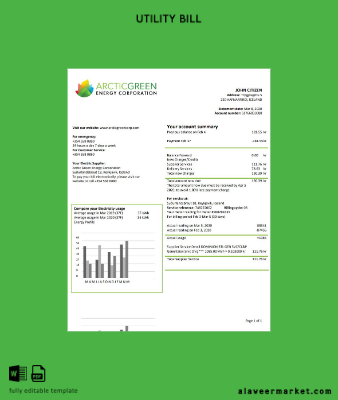 İzlanda Arctic Green Energy Corporation Elektrik Fatura Fatura word