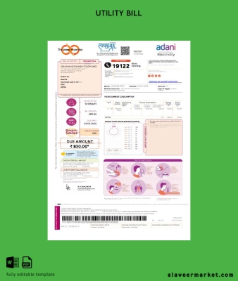 Hindistan Adani Elektrik Fatura Fatura word