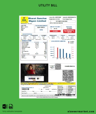 Hindistan Bharat Sanchar Nigam Limited Fatura Fatura word version 3