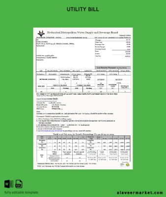 Hindistan Hyderabad Metropolitan Su Supply and Sewerage Board Fatura Fatura word