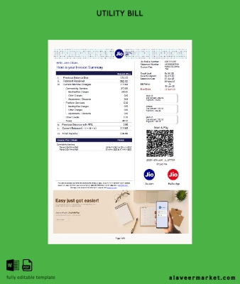 Hindistan Jio Digital Life Fatura Fatura word version 2