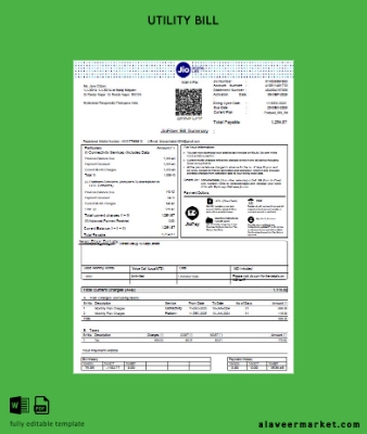 Hindistan Jio Digital Life Fatura Fatura word version 4