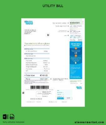 İrlanda Electric İrlanda Fatura Fatura