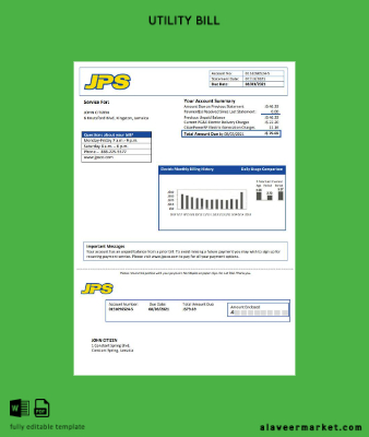 Jamaica Public Service (JPS) Elektrik Fatura Fatura