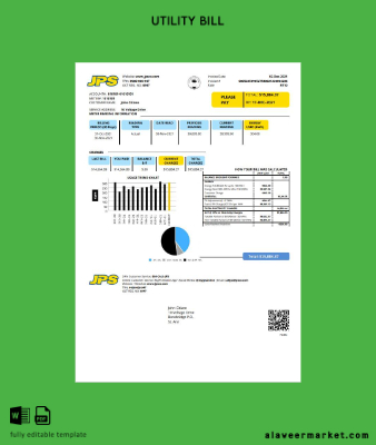 Jamaica Public Service Şirket Limited (JPS) Elektrik Fatura Fatura