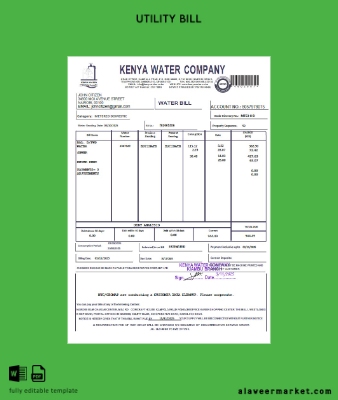 Kenya Kenya Su Şirket Fatura Fatura