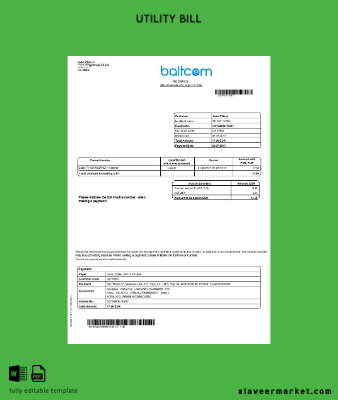 Letonya Baltcom telecommunications Fatura Fatura