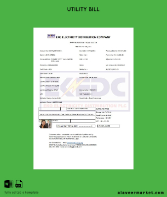 Nijerya Eko Elektrik Distribution Şirket (EKEDC) Fatura Fatura