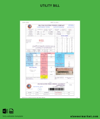 Pakistan Multan electric power Fatura Fatura version 2