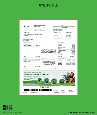 Pakistan PTCL Fatura Fatura