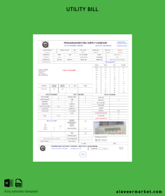 Pakistan Peshawar electric supply Şirket Fatura Fatura