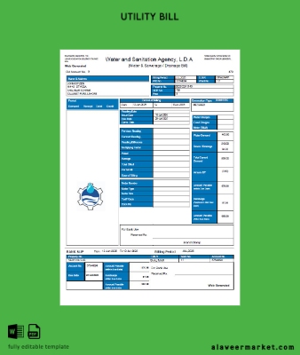 Pakistan Su and Sanitation Agency (LDA) Fatura Fatura Şablon in Word and PDF formats