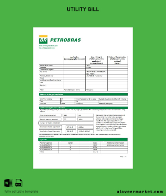 Paraguay Petrobras Paraguay Operations and Logistics Gaz Şirket Fatura Fatura Şablon in Word and PDF format