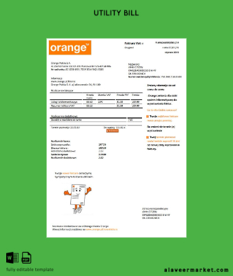 Polonya Orange Fatura Fatura