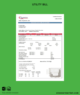 Katar Power Şirket Elektrik Fatura Fatura