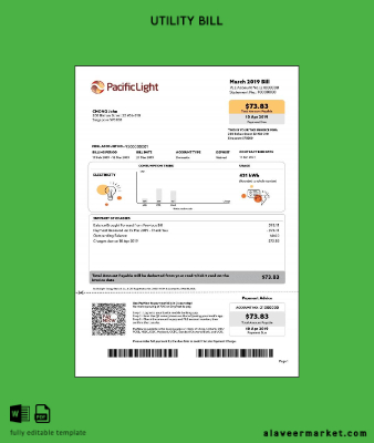 Singapur Pacific Light Elektrik Fatura Fatura