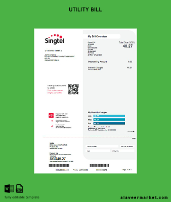 Singapur Singtel Fatura Fatura