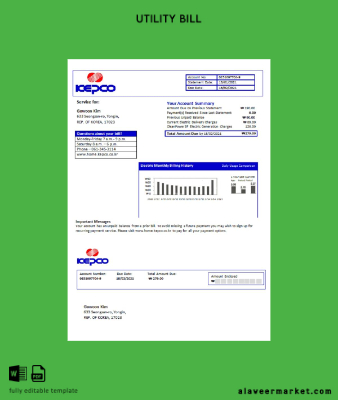 South Korea Electric Power Corporation Elektrik Fatura Fatura