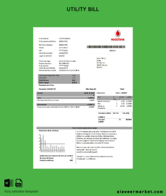 İspanya Vodafone telecommunications Fatura Fatura