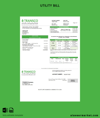 UAE Abu Dhabi Transmission & Despatch Şirket (TRANSCO) Fatura Fatura