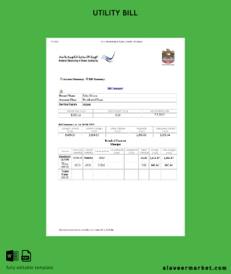 UAE Dubai Federal Elektrik & Su Authority Elektrik Su Fatura Fatura