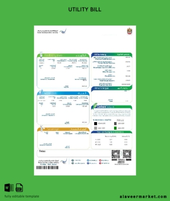 UAE Dubai Federal Elektrik & Su authority Fatura Fatura