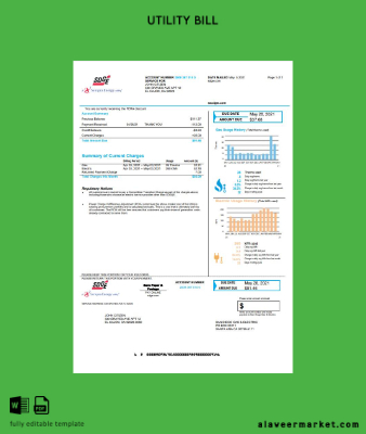 USA California San Diego Gaz & Electric (SDG&E) Fatura Fatura