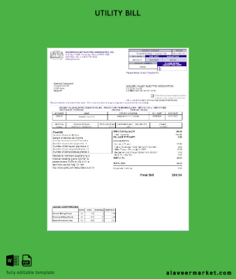 USA GVEA Fatura Fatura Word and PDF Şablon