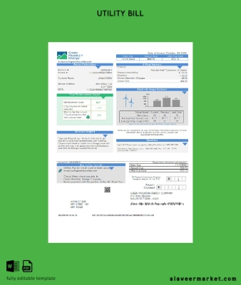 USA Green Mountain Energy Fatura Fatura Şablon in Word and PDF format