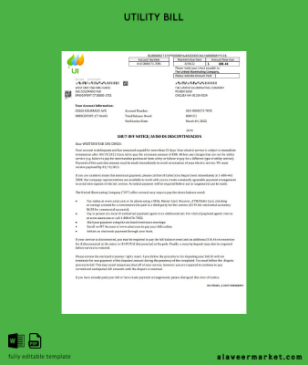 USA Massachusetts Chelsea The United Illuminating Şirket Fatura Fatura shutoff notice