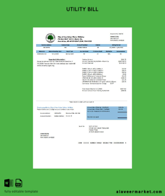 USA Michigan City of Ann Arbor Su Utilities Fatura