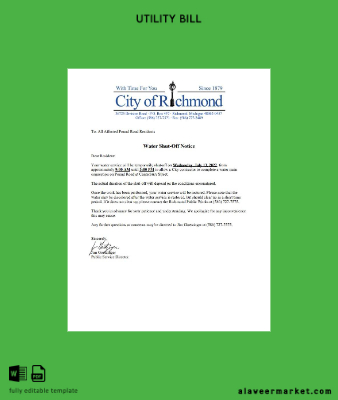 USA Michigan City of Richmond Su Fatura Fatura shutoff notice
