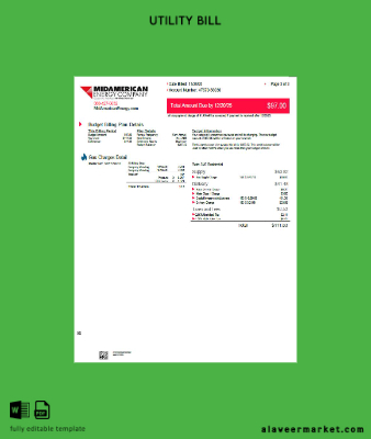 USA Kimlik Kartı Energy Şirket Fatura Fatura 3 pages, 3rd page