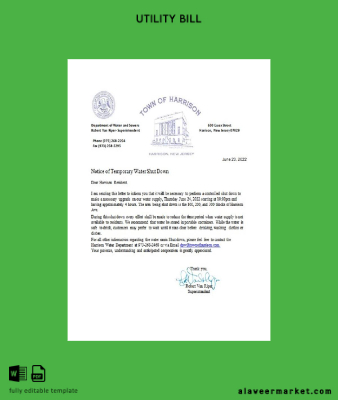 USA Yeni Jersey Town of Harrison Su shut off notice