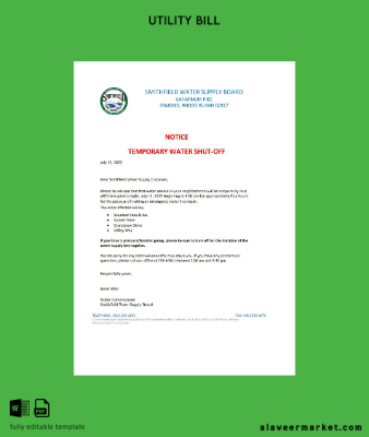 USA Rhode Island Smithfield Su supply board Su shut off notice