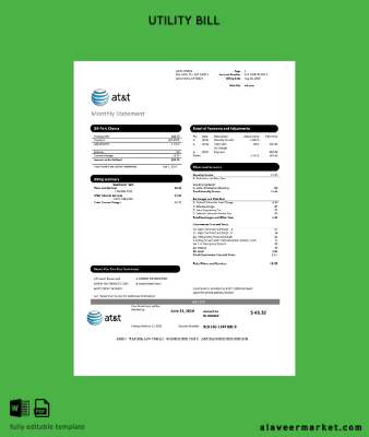 USA Texas AT&T easy to fill Fatura Fatura