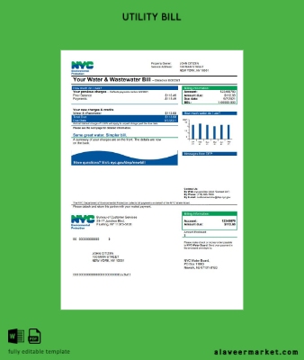 USA The Yeni York City Department of Environmental Protection (DEP) Fatura Fatura