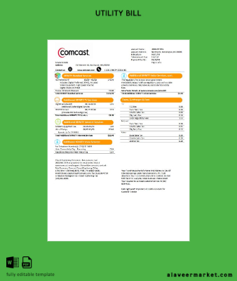 USA Utah Comcast Fatura Fatura word version 1