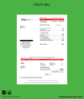 USA Verizon Fatura Fatura word version 3