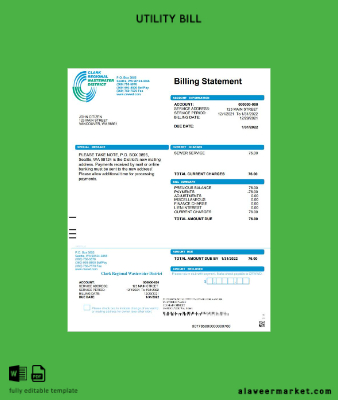 USA Washington Clark Regional Su District Fatura Fatura word