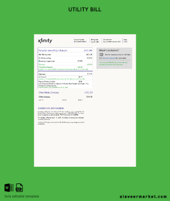 USA Xfinity Fatura Fatura word 3 pages, version 3, 3rd page